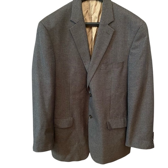 Izod Blazer Men's Size 42R Houndstooth Tan Navy Maroon 2 Button Sport Coat Work - Picture 11 of 12